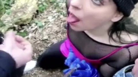Sissy engulf two Strangers cocks In The Park
