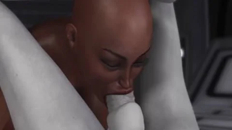 3d Alien Dickgirl bonks A charming ebon slave In Space Station
