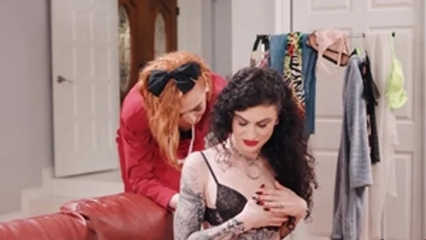 TransFixed: Hard slamming with friend in a dress