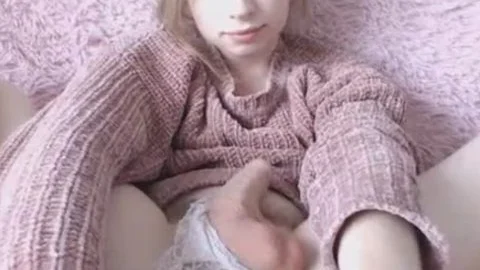 blameless Looking blonde sheboy Plays Her jock