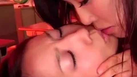 Mosaic: Two asian babes Rubbing In Clpooperroom